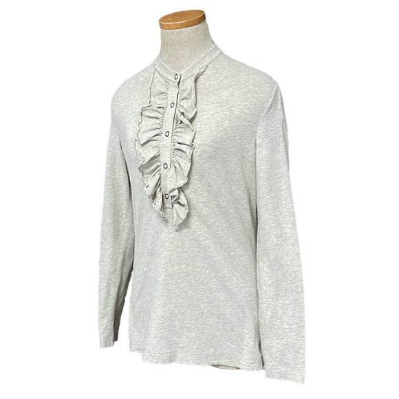 Lafayette148 Long Sleeve Shirt Frilled Blouse Cream Size Medium M - Picture 3 of 14